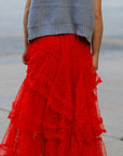 Miss Sparkling | Mesh Ruffle Maxi Skirt