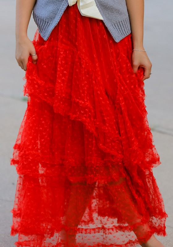 Miss Sparkling | Mesh Ruffle Maxi Skirt