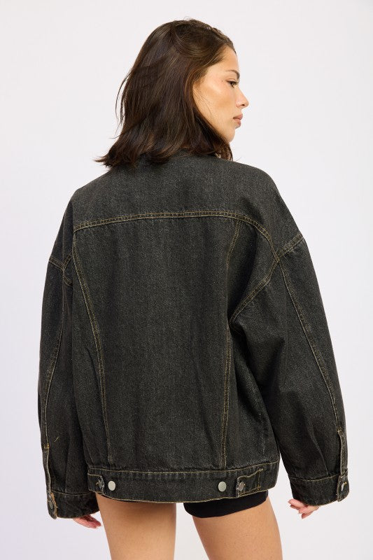 Emory Park Mix Media Oversize Denim Jacket