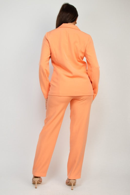 Midrise Dressy Pants & Button Front Blazer Set