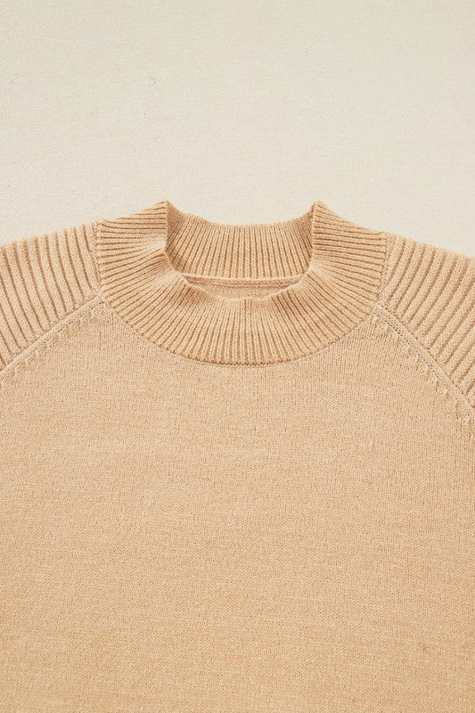 Solid High Neck Sweater and Pleated Mini Skirt Set