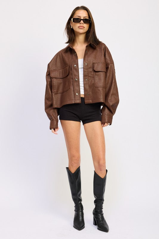 Emory Park Chintz Textured Knit Crop Jacket