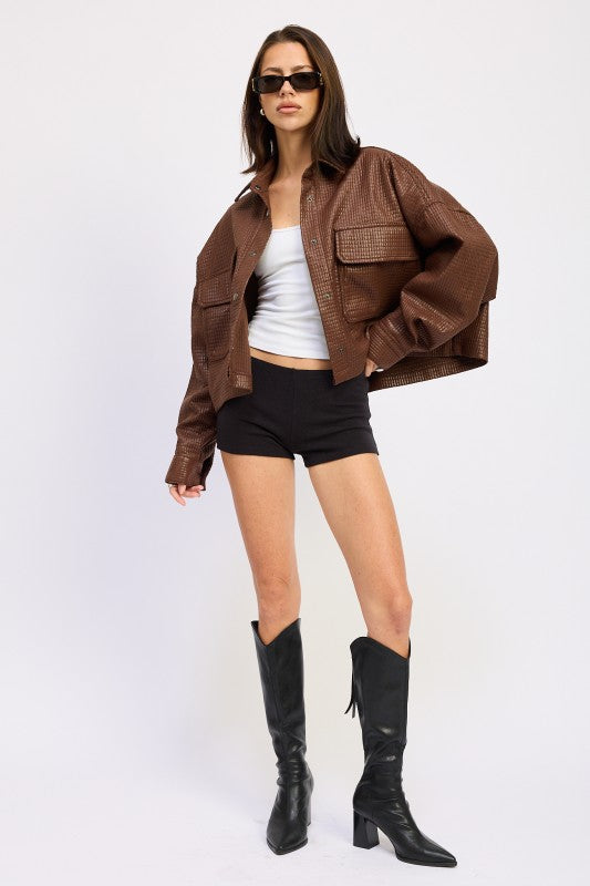 Emory Park Chintz Textured Knit Crop Jacket