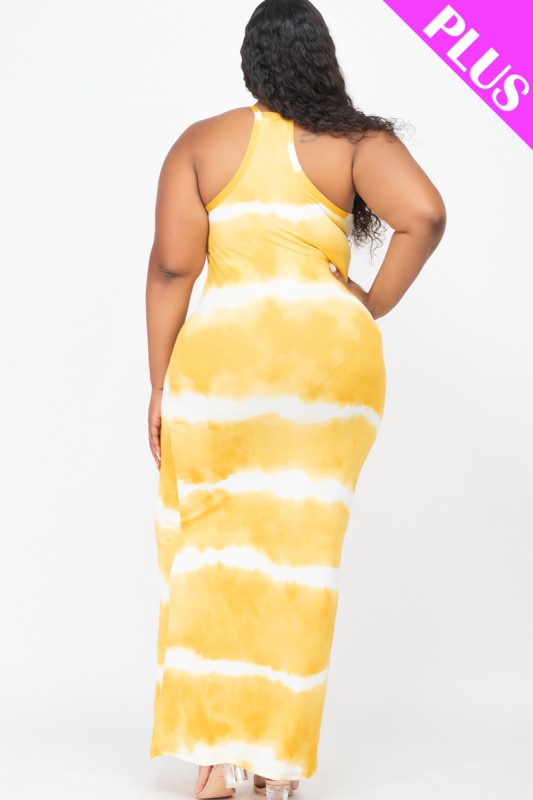 Plus Size Stripe Tie Dye Maxi Curvy Dress