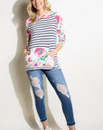 e Luna Striped Floral Mix Sweatshirt