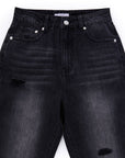 Lilou Black Distressed Straight Jeans