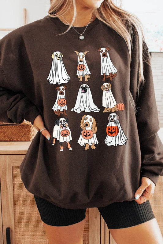 Halloween Ghost Dog Graphic Sweatshirt