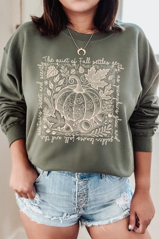 Fall Pumpkin Botanical Graphic Sweatshirt