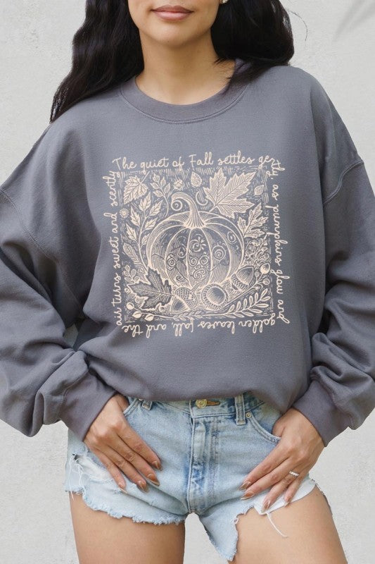 Fall Pumpkin Botanical Graphic Sweatshirt