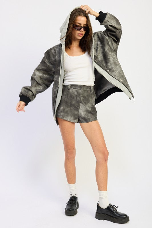 Emory Park Leather Mix Media Bomber Jacket