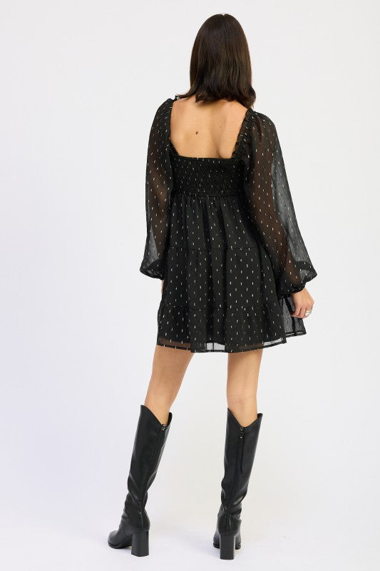 Emory Park Long Sleeve Smocked Baby Doll Mini Dress