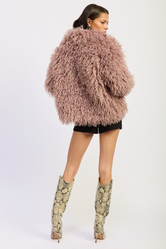 Emory Park Shaggy Faux Fur Coat with Collar