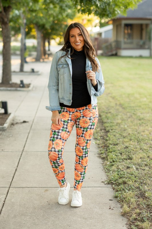 Julia Rose |The Peyton Plaid Pumpkin Leggings