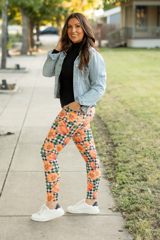 Julia Rose |The Peyton Plaid Pumpkin Leggings