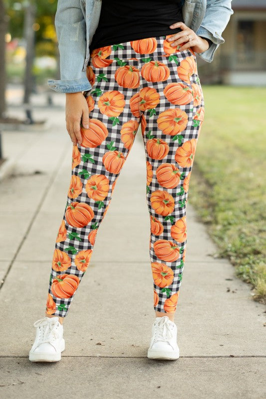 Julia Rose |The Peyton Plaid Pumpkin Leggings