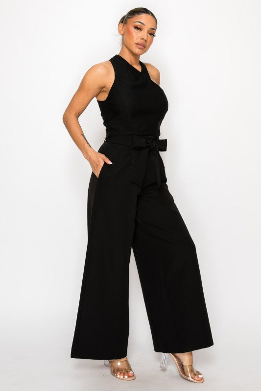 Dressy Palazzo Belted Pants & Halter Cropped Top