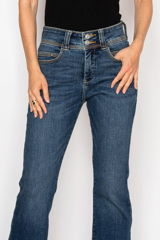 Artemis Vintage Tummy Control Double Button High Rise Bootcut