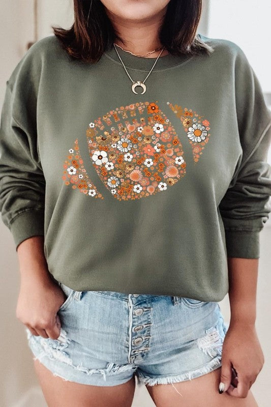 Floral Football Graphic Sweatshirt