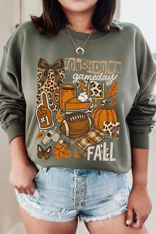 Fall Football Collage Graphic Sweatshirt