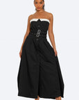 Strapless Belted Trench Maxi Dress
