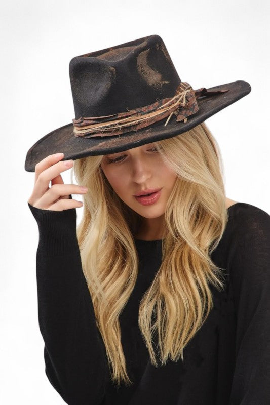 Distress Vintage Shapable Fedora Cowboy Hat