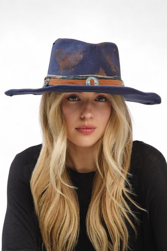 Dark Distress Vintage Shapable Fedora Cowboy Hat