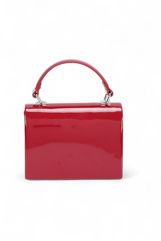 Rhinestone Bow Tie Patent Finish Crossbody Bag