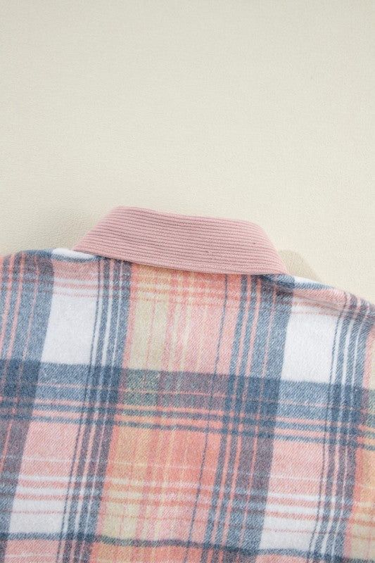 Plaid Corduroy Patchwork Chest Pocket Shacket