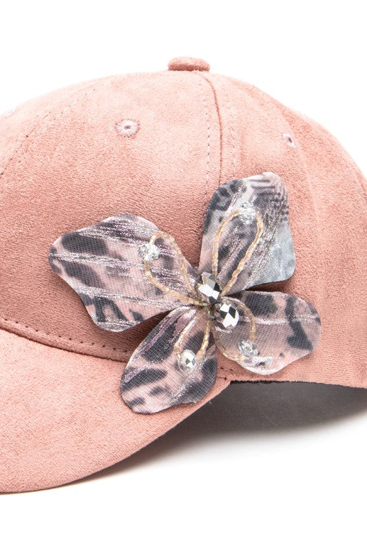 Beaded Butterfly Suede Fashion Cap