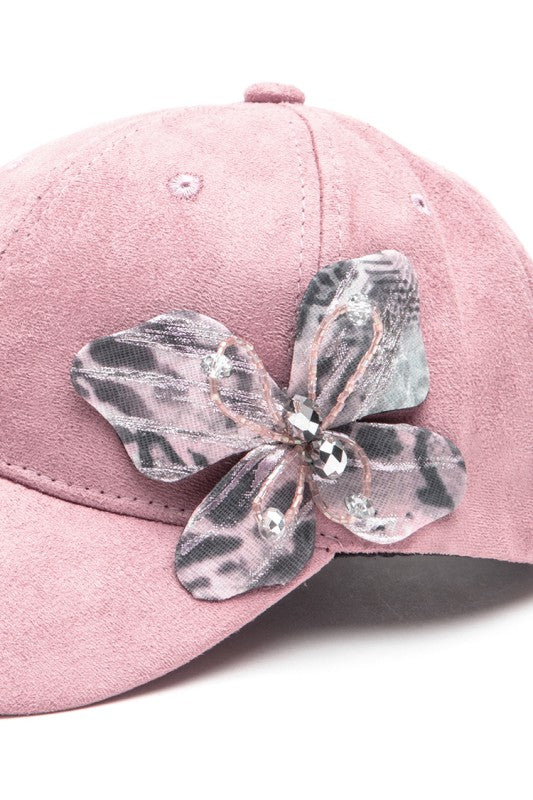Beaded Butterfly Suede Fashion Cap