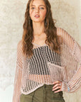 ADORA Crochet Long Sleeve Knit Cover Up with Big Pocket