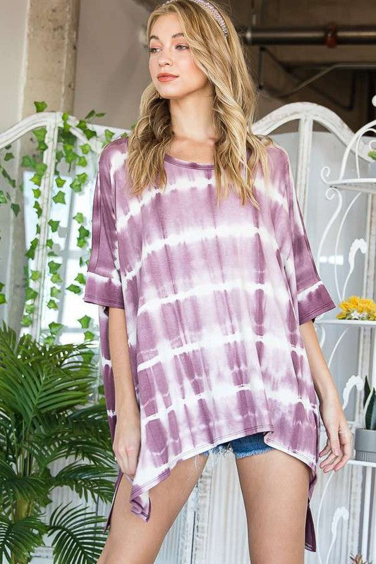 Jade By Jane Striped Tie Dye Round Neck Tunic Plus