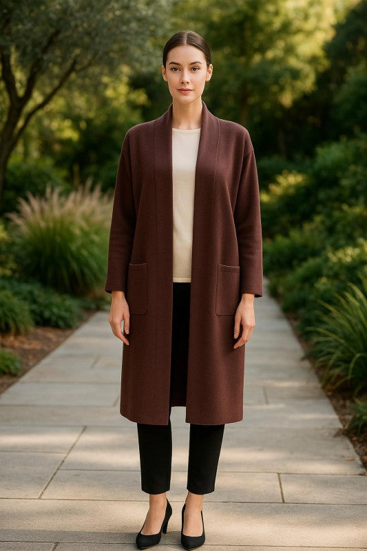 Collard Neck Drop Shoulder Pocket Cardigan