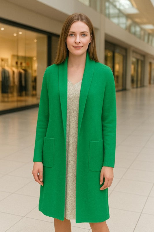 Collard Neck Drop Shoulder Pocket Cardigan