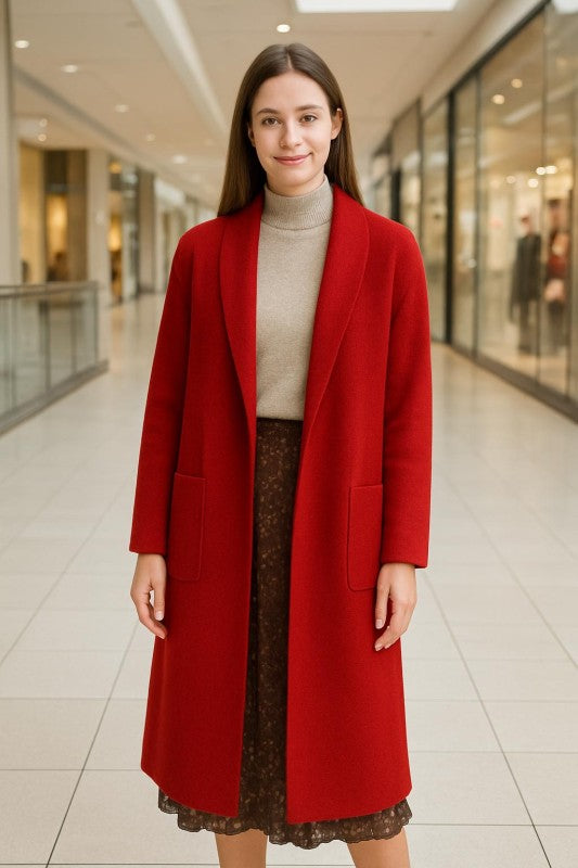 Collard Neck Drop Shoulder Pocket Cardigan