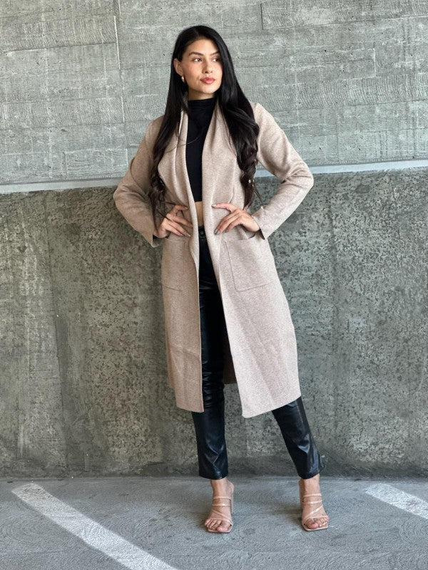 Collard Neck Drop Shoulder Pocket Cardigan