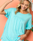 e Luna PLUS Solid Ruffled Sleeve Baby Doll Top