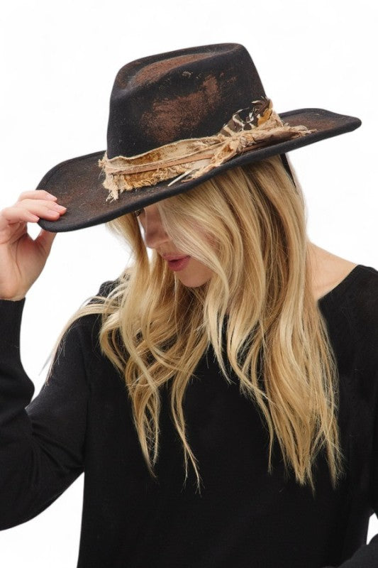 Distress Vintage Shapable Fedora Cowboy Hat