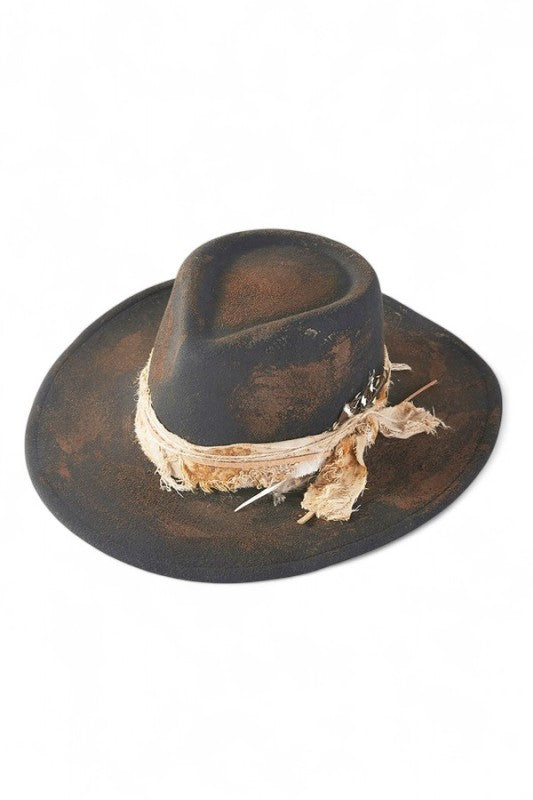 Distress Vintage Shapable Fedora Cowboy Hat