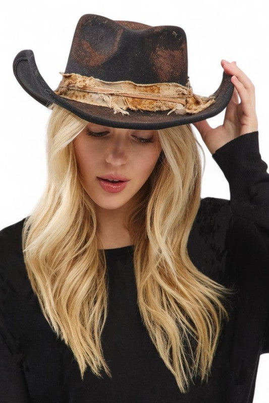 Distress Vintage Shapable Fedora Cowboy Hat