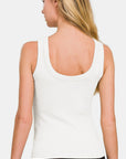 Zenana 2 Way Neckline Washed Ribbed Tank