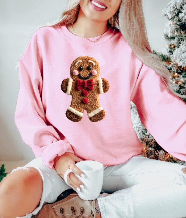 Crochet Latch Hook Gingerbread Graphic Sweatshirt