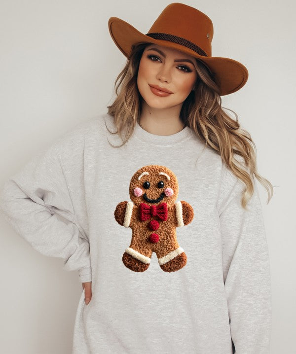 Crochet Latch Hook Gingerbread Graphic Sweatshirt