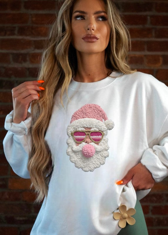 Latch Hook Santa BubbleGum Graphic Sweatshirt