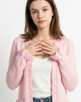 Sweetheart Ruffle Trim Cottagecore Cardigan — Blush Pink