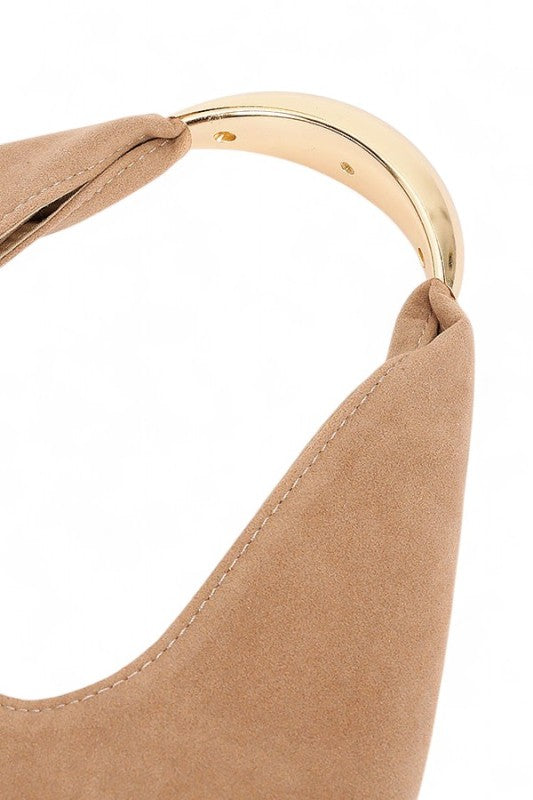 Faux Suede Structured Hobo Bag