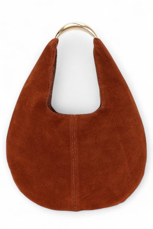 Faux Suede Structured Hobo Bag