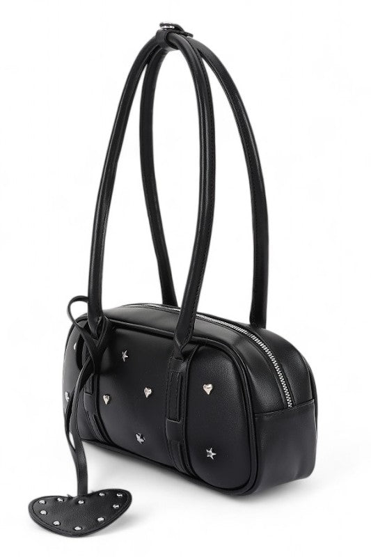 Star And Heart Studded Boxy Shoulder Bag