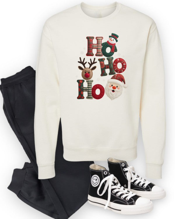 Patchwork Plaid Ho Ho Ho Graphic Sweatshirt