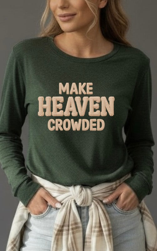 Crochet Make Heaven Crowded Long Sleve Graphic Tee